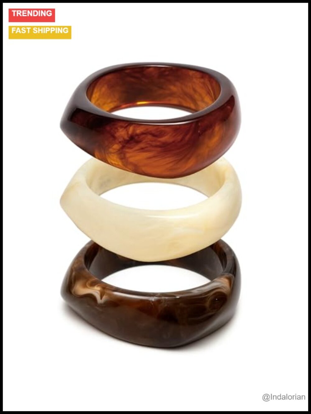 Chunky Acrylic Resin Bangle Bracelets for Women Stackable Set Retro